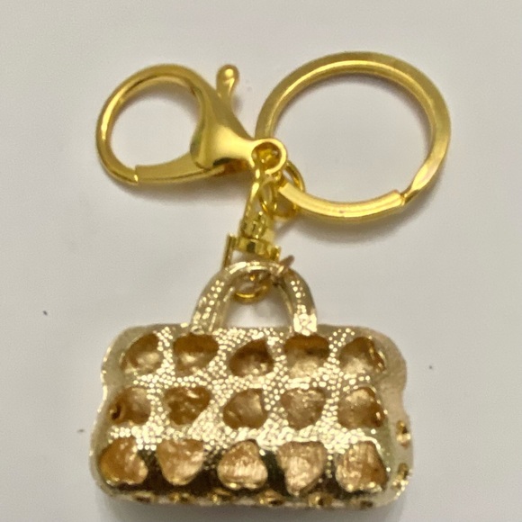 2- Way Red Enamel Rhinestone Handbag Charm- Key chain - Picture 4 of 10